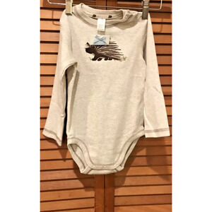 NWT Janie And Jack Porcupine Bodysuit Boys 12-18 Months Beige/Tan/Brown